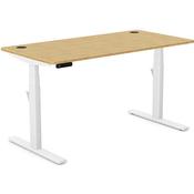 Leap Electric Dual Motor Height Adjustable Rectangular Sit Stand Desk Portal Top W1400xD700xH615-1265mm Natural Light Bamboo Top White Frame 10 Year Warranty image