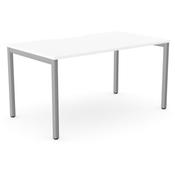 C-Sense Rectangular Single Desk with White Scallop Top &amp; Silver Leg W1400xD800xH725mm image