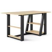 Alphason Penzance Desk - Oak Top with Black Frame - 1000 mm x 550 mm - Compact Design