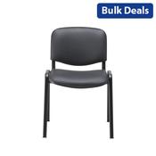 Multi Purpose Stacking Chair Black Vinyl &amp; Black Metal Frame image