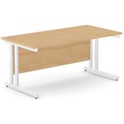 Office Desk White Double Cantilever Twin Leg Straight Desk Width 1600mm Beech Ashford image