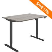 Core Electric Single Motor Height Adjustable Sit Stand Desk 1400 x 800 Alaskan Grey Oak Top and Black frame 5 Year Warranty image