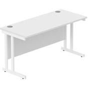 Core Office Rectangular Desk 1400mmX600mm Arctic White With Double Cantilever White Frame image
