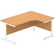 Core Right Hand Corner Office Desk - W1600xD1200xH730mm - Norwegian Beech - Single Cantilever White Frame image