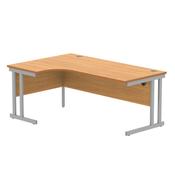 Core Left Hand Corner Office Desk - W1800xD1200xH730mm - Norwegian Beech - Double Cantilever Silver Frame image
