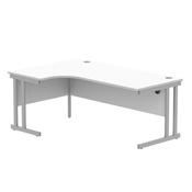 Core Left Hand Corner Office Desk - W1800xD1200xH730mm - Arctic White - Double Cantilever Silver Frame image