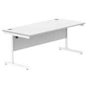 Core Office Rectangular Desk 1800mmX800mm Arctic White With Single Cantilever White Frame image