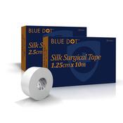 Blue Dot Silk Surgical Tape, 2.5cm x 10m (Pack of 12) - Hypoallergenic Adhesive Tape for Medical Use image