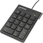 Manhattan Numeric Keypad, Wired, USB-A, 18 Full Size Keys, Black, Membrane Key Switches, Windows and Mac, Three Year Warranty, Blister, USB, Universal, Membrane, Black, Acrylonitrile butadiene styrene (ABS), 1.29 m image