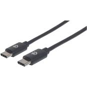 Manhattan USB-C to USB-C Cable, 2m, Male to Male, Black, 480 Mbps (USB 2.0), Equivalent to Startech USB2CC2M, Hi-Speed USB, Lifetime Warranty, Polybag, 2 m, USB C, USB C, USB 2.0, 480 Mbit/s, Black image