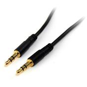 StarTech.com 3 ft Slim 3.5mm Stereo Audio Cable - M/M, 3.5mm, Male, 3.5mm, Male, 0.91 m, Black image
