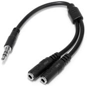 StarTech.com Slim Stereo Splitter Cable - 3.5mm Male to 2x 3.5mm Female, 3.5mm, Male, 2x3.5mm, Female, 0.2 m, Black image