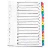 Index A4 Multi-Punched 1-15 Reinforced Multi-Colour Numbered Tabs Q-Connect KF01520 image
