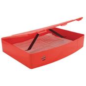 Foolscap Box File Red Plastic Twin Clip Lock 78mm Spine Q Connect image
