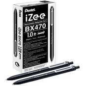 Pentel iZee Retractable Ballpoint Pen 1.0mm Black Pack of 12 BX470-A image