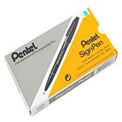 Pentel S520 Black Sign Fineliner Pen Fibre Tipped 1.0mm Line Pack 12 image