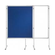 Double Sided Felt Notice Board Blue &amp; Whiteboard 1200 x 900mm For Franken Pro Partition System - Feet are not Included, Available to Buy Separately