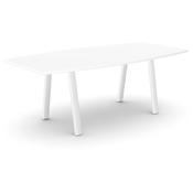 Switch One Piece Curved Meeting Table 2000x1000mm/800mm With White Top and White A Frame Base image