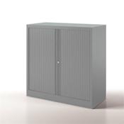 Bisley Side Opening Tambour Door Cupboard H1000xW1000xD470mm Goose Grey - Supplied Empty, Variety of Shelves &amp; Suspension Filing Roll Out Frames Available image