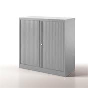 Bisley Side Opening Tambour Door Cupboard H1000xW1000xD470mm Silver - Supplied Empty, Variety of Shelves &amp; Suspension Filing Roll Out Frames Available image