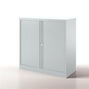 Bisley Side Opening Tambour Door Cupboard H1000xW1000xD470mm White - Supplied Empty, Variety of Shelves &amp; Suspension Filing Roll Out Frames Available image