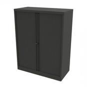 Bisley Side Opening Tambour Door Cupboard H1270xW1000xD470mm Black - Supplied Empty, Variety of Shelves &amp; Suspension Filing Roll Out Frames Available image