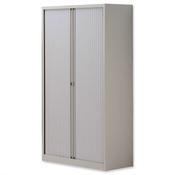 Bisley Side Opening Tambour Door Cupboard H1570xW1000xD470mm Goose Grey - Supplied Empty, Variety of Shelves &amp; Suspension Filing Roll Out Frames Available image