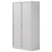 Bisley Side Opening Tambour Door Cupboard H1570xW1000xD470mm White - Supplied Empty, Variety of Shelves &amp; Suspension Filing Roll Out Frames Available image