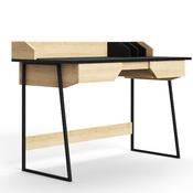 Salisbury Home Office Desk with 2 Drawers &amp; Document Storage Area W1200xD600xH875mm Contrasting Oak &amp; Black Finish image