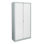 Bisley Eurotambour Cupboard ET412/19/4S W1200xH1980xD430mm with 4 shelves White Carcass &amp; White Shutters image