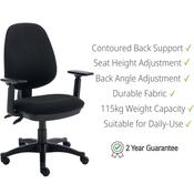Versi 2 Lever Operators Chair with Adjustable Arms - Ergonomic Office Chair - Adjustable Arms - Black image