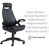 Tuscan High Back Ergonomic Manager's Chair with Headrest - Black - Unique High Back Office Chair image