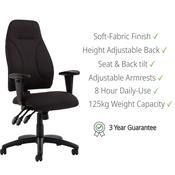 Esme Ergonomic High Back Office Chair - Asynchronous - Black - Adjustable Posture Support Chair for Comfortable Sitting image