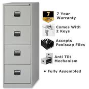 4 Drawer Steel Filing Cabinet Lockable Grey Trexus By Bisley image