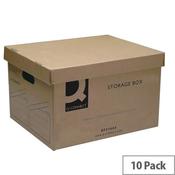 Q-Connect Archive Brown Storage Box 335x400x250MM (Pack 10) KF21665 image