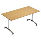 1500mm Wide Rectangular Flip Top Table On Wheels Beech Morph Tilt image