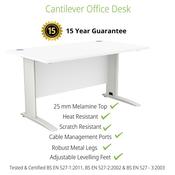 Cantilever Office Desk Rectangular With White Cable Managed Leg W1400xD800xH725mm White Komo image