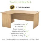 Radial Left Hand Corner Office Desk - Panel End - W1600xD1200xH725mm - Beech image