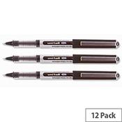 Uni-ball Eye UB157 Black Rollerball Pen 0.5mm Line Pack 12 - Super Ink is fade resistant, water resistant and tamper proof - Continuous ink flow system image