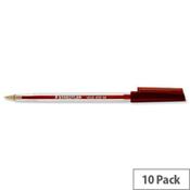 Staedtler 430 Stick Ball Pen Medium 1.0mm Tip 0.35mm Line Red Ref 430M-2 [Pack 10] image