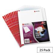 Rexel Nyrex Side Opening Punched Pocket A4 Clear Red Strip 90 Micron Pack 25 image