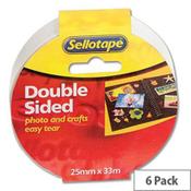 Sellotape Double Sided Sticky Tapes 25mm x 33m Pack 6 image