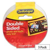 Sellotape Double Sided Sticky Tapes 50mm x 33m Pack 3 image