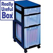 Really Useful Storage Tower Polypropylene 3 Drawers 7L 12L 25L W300xD420xH690mm Black Clear Ref DT1021B image