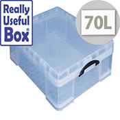 Storage Box Plastic With Lid Stackable 70 Litre Clear Really Useful image