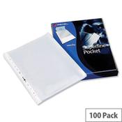 Rexel Superfine Punched Pocket A4 Clear 55 Micron Pack 100 image