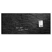 Sigel Magnetic Glass Board Artverum 130x55cm - Black - Slate Design - Safety Glass - TUEV Approved image