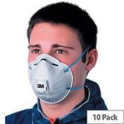 3M Respirator Mask Valved FFP2 Classification White with Blue Straps 8822 Pack 10 image