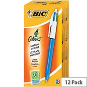 Bic 4 Colour Ballpoint Pens Retractable Medium Black/Blue/Red/Green (12 Pack) 801867 image