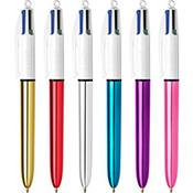 BIC 4 Colours Shine Ballpoint Pens 1.0mm Tip Assorted Metallic Barrels Ref 964775 Pack of 12 image